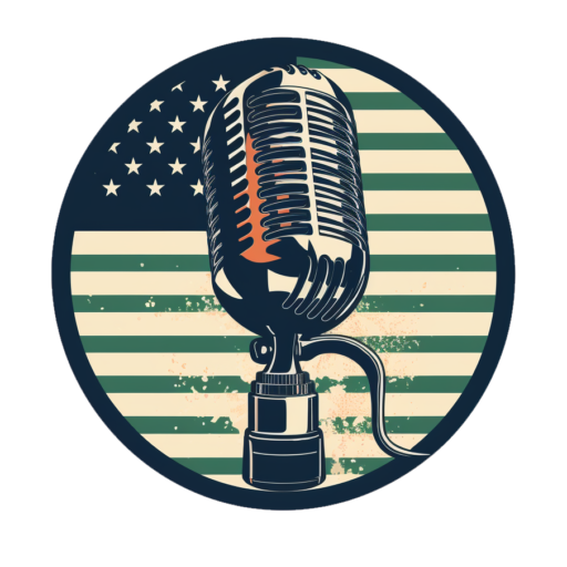 MassStash of Insights Logo circle with old timey microphone with American flag behind it